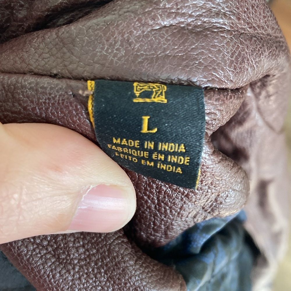 Scotch and Soda Brown Leather Jacket Sz L - Picture 10 of 12